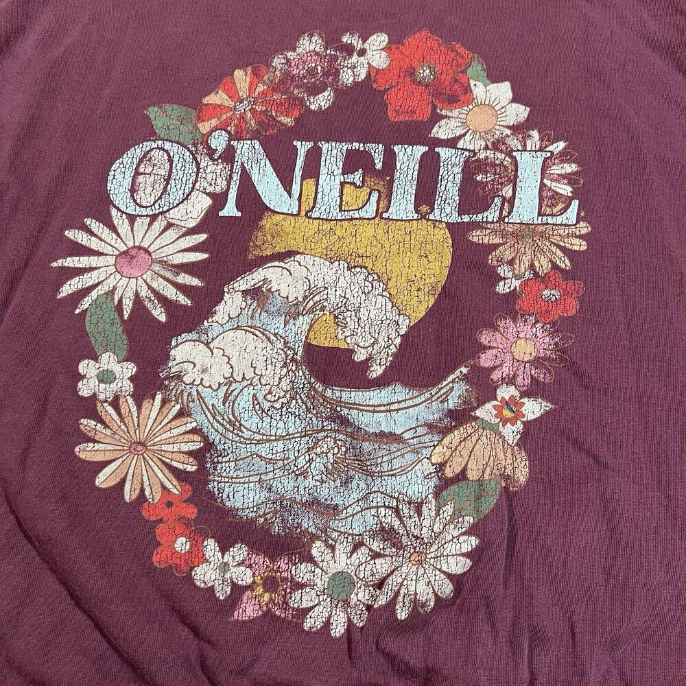 O'Neill Retro Floral Wave Graphic Crewneck Pullover Sweatshirt Oversized Large - Picture 2 of 8